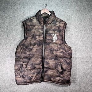 US‎ Polo Assn. Camo Camouflage Puffer Vest Size XL Men's Big Pony